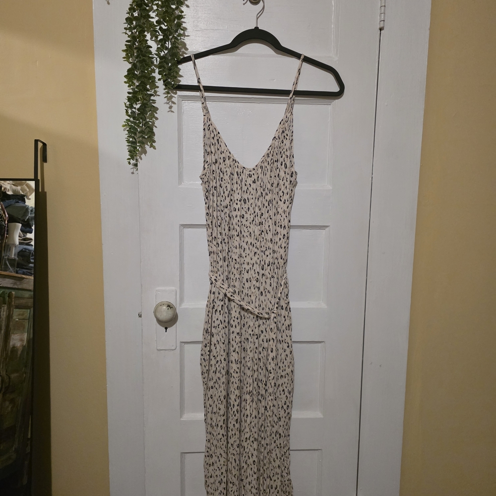 Mud Pie Cream and Black Spaghetti Strap Jumpsuit